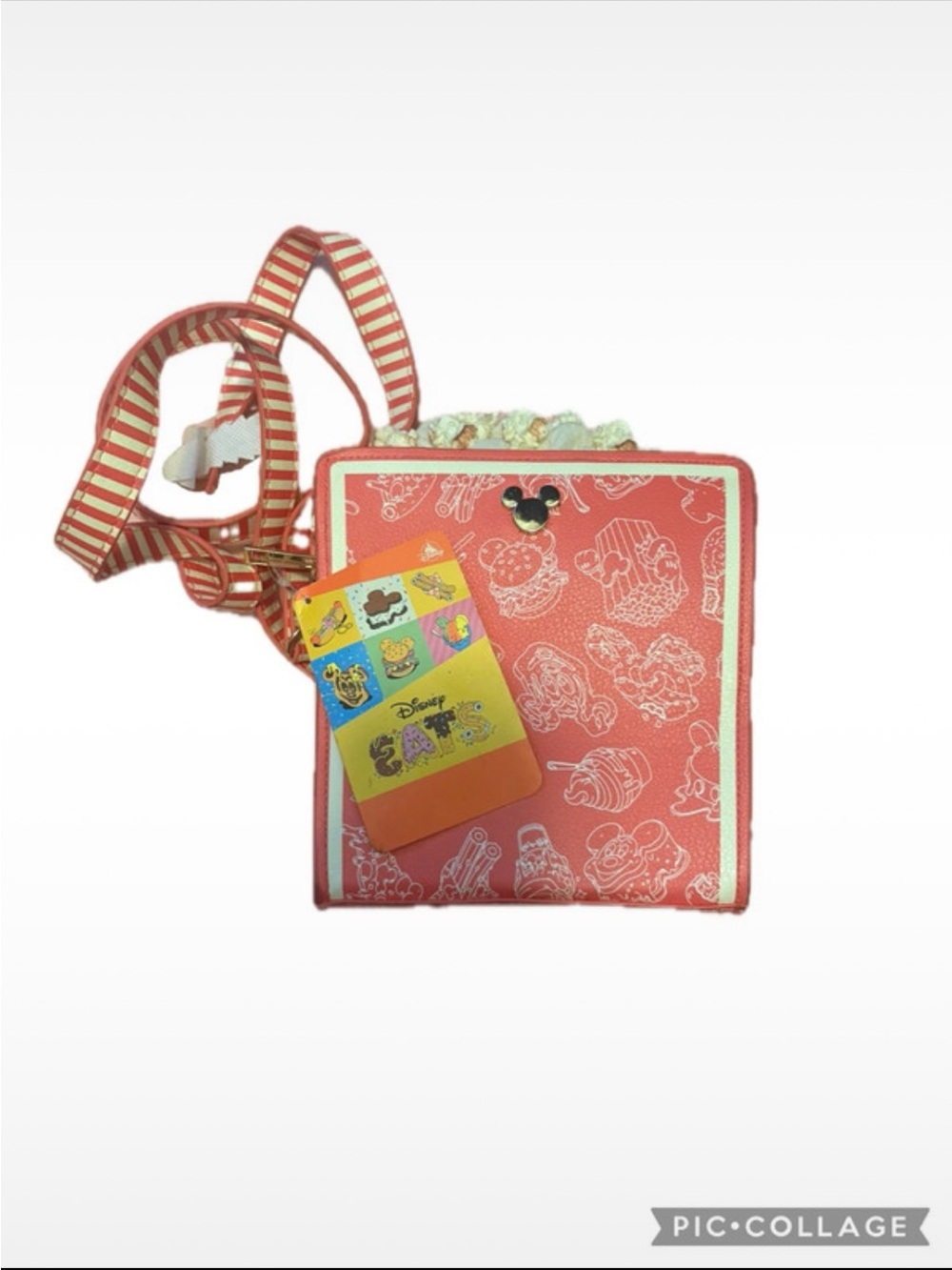 Disney Coral Crossbody Bag with Striped Strap